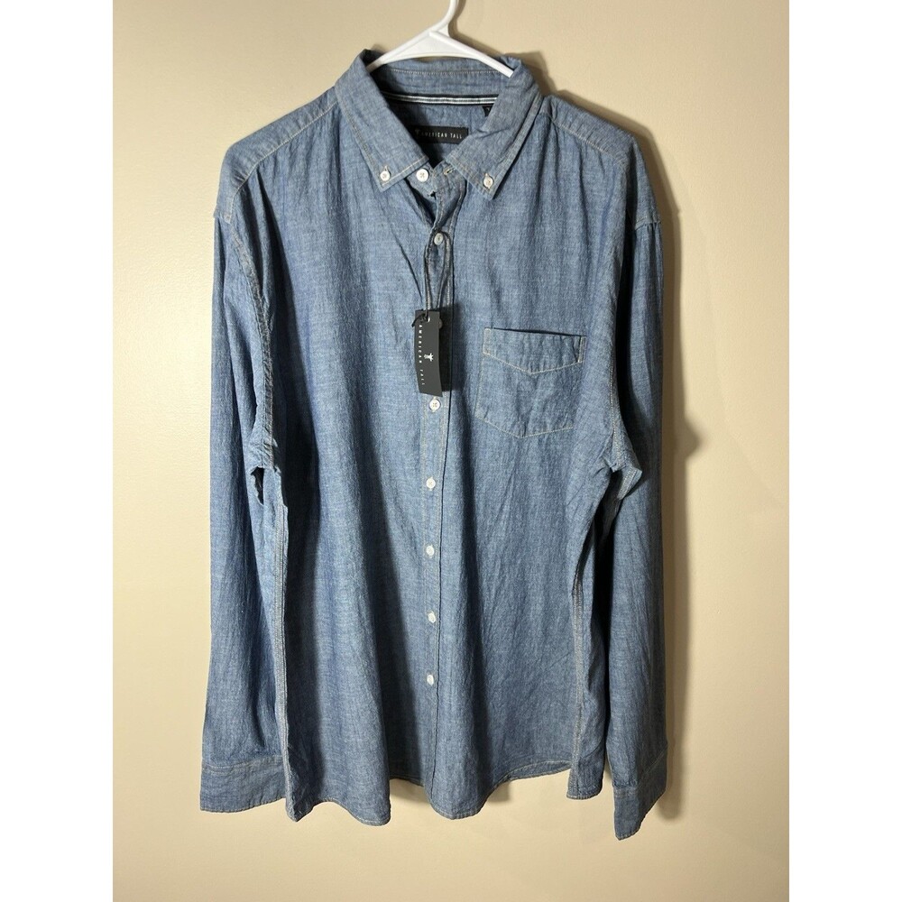 American Tall Made In The USA Blue Button Down Shirt Men’s X Large Tall NEW